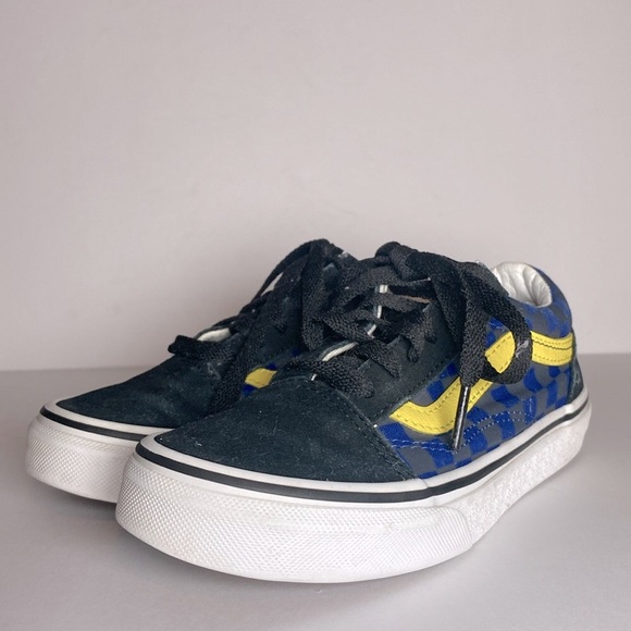 Vans Kids Skate Shoes OTW RALLY Low Top Lace Up Old Skool Color Checks Red/Blue - Picture 1 of 9
